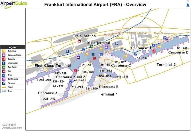 Mapa dos aeroportos de Frankfurt