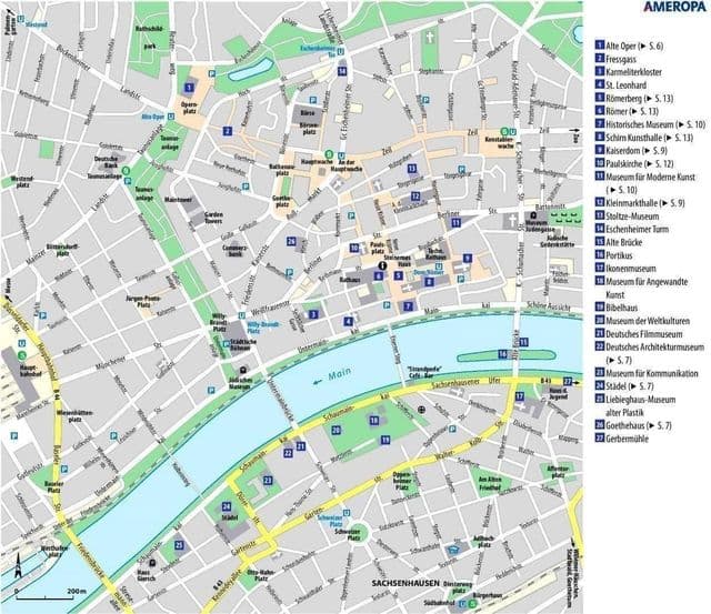 Mapa das paisagens de Frankfurt